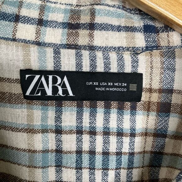 Zara Plaid Crop Button Down Shirt - Picture 5 of 8